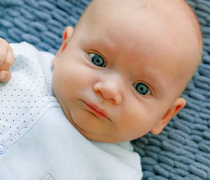 Newborn baby with Blue Eyes